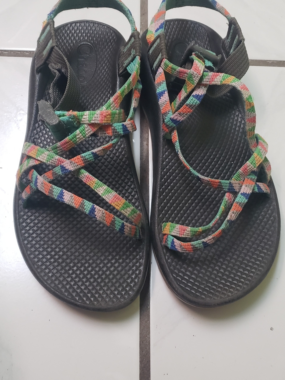 In exellent condition "Chaco" hiking, waterproof Sandals - multicolor accents